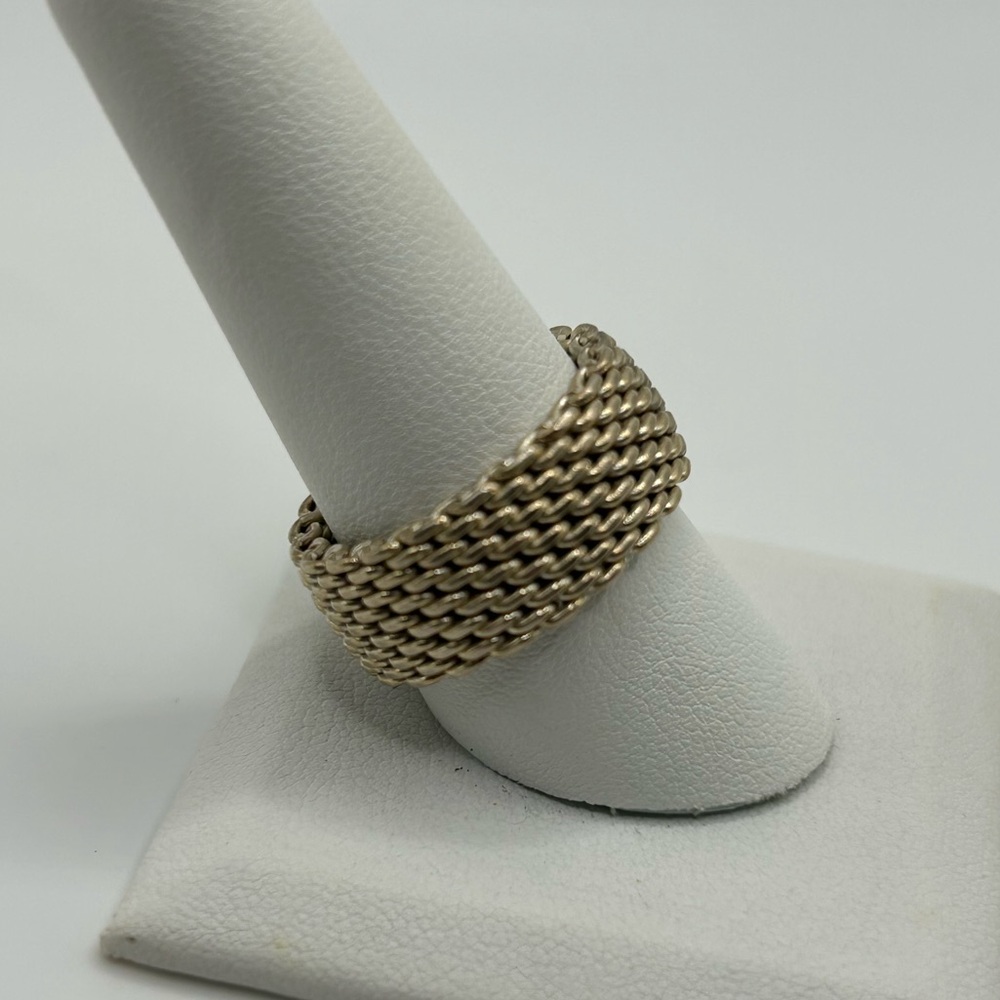 Tiffany & Co Somerset Mesh Ring 925 Sterling Silver Size 10